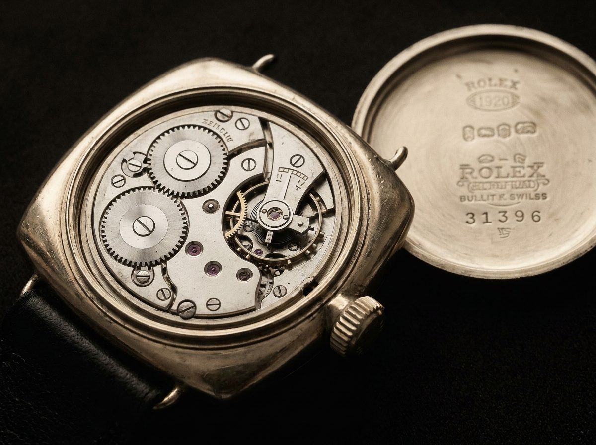 A salvaged elite pocket calibre rehoused in a steel wrist case